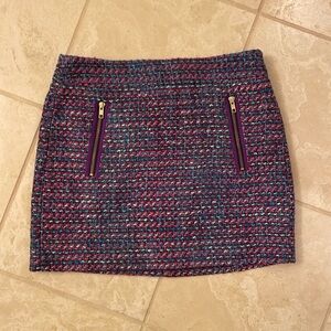J Crew tweed skirt with gold zippers